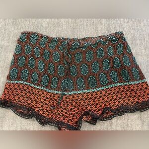 Rue21 High Waist Patterned Shorts - Black, Green, Orange